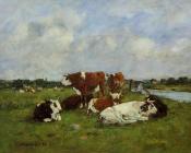 尤金 布丹 : Pasturage on the Banks of the Touques